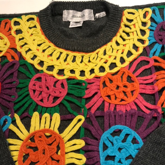 Unique Jubiana Chunky Sweater 90s Style Ladies S Embroidered - Picture 7 of 7
